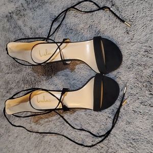 Black Lace-Up High Heels